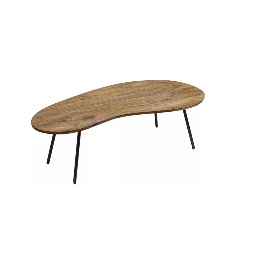 Toto zboží je k dispozici POUZE ONLINE. Konferenční stolek se stylovým zakřivením desky z palisandrového dřeva (sheesham) se stane vrcholem vybavení vašeho obývacího pokoje. Deska z masivního dřeva o velikosti přibližně 122 x 36 x 63 cm (Š x V x H) zapůsobí v teplých barvách sheeshamu. Díky velkorysým rozměrům a maximální nosnosti až 50 kg lze na desku umístit cokoli od tiskovin po občerstvení a dekorace. Čtyři nohy z nerezové oceli s práškovým nástřikem působí jako stabilní základna a svou černou barvou kontrastují k nuancím dřeva. Gumové