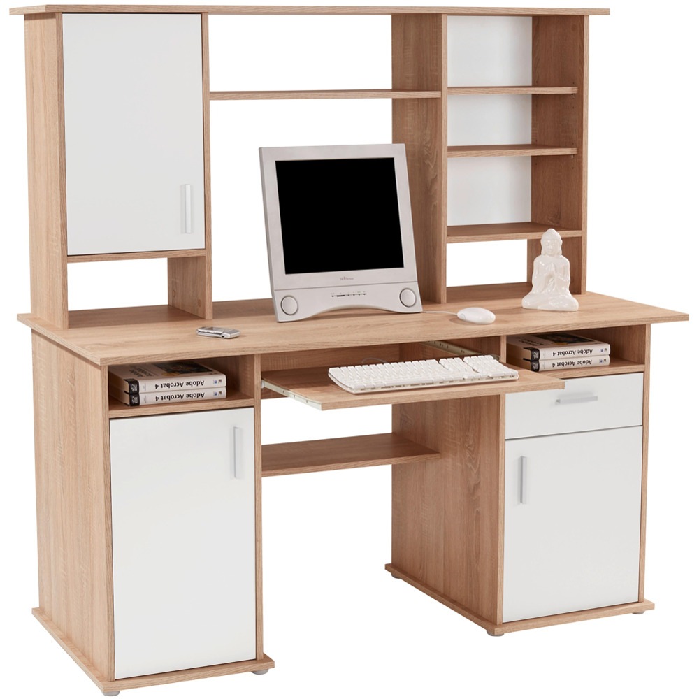 Psací stůl s nástavcem vytváří praktické místo ve vaší pracovně s velkým úložným prostorem. Stůl s rozměry 160 x 153