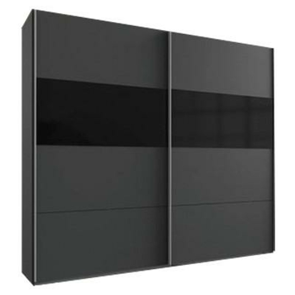 Skříň se 2 posuvnými dveřmi v kombinaci dekorů grafitová/sklo černé
