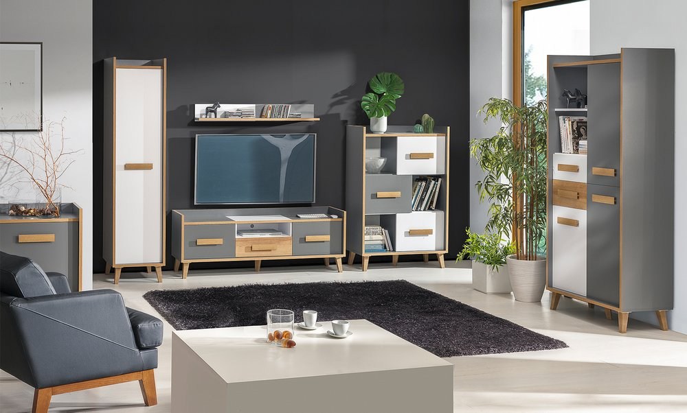 Systém WINSOR je určen do obývacích a dětských pokojů. Moderní barevné provedení bílá/antracyt/riviera dodá každé místnosti na atraktivitě. WINSOR nabízí dvanáct produktů a proto si každý dokáže vybavit svůj pokoj jen
