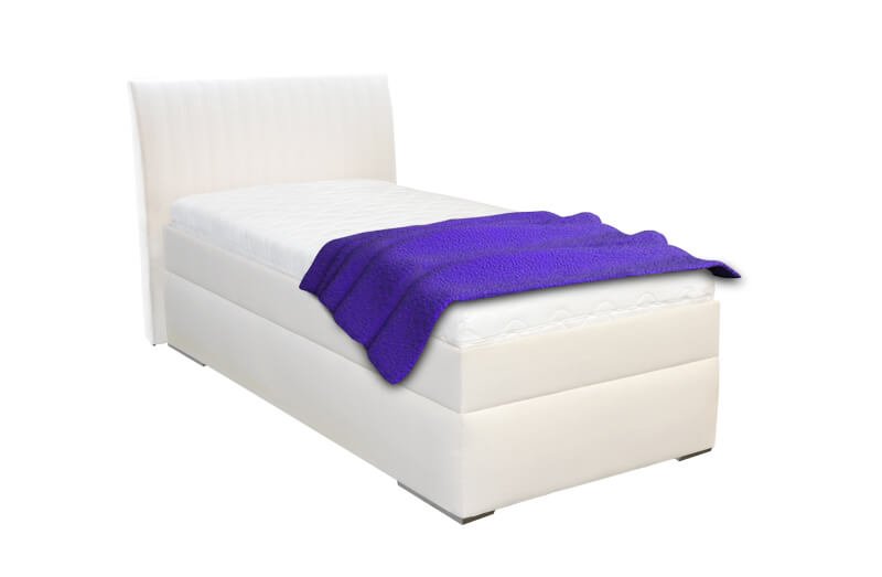 Komfortní jednolůžková postel se zvýšeným sedem a úložným prostorem. Je určena pro volně loženou