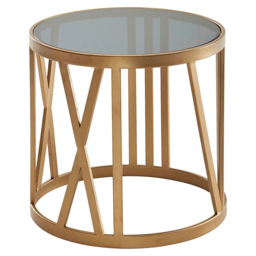 Odkládací stolek ve tvaru kruhu v zrcadlovém stylu. Toto zboží je k dispozici POUZE ONLINE
