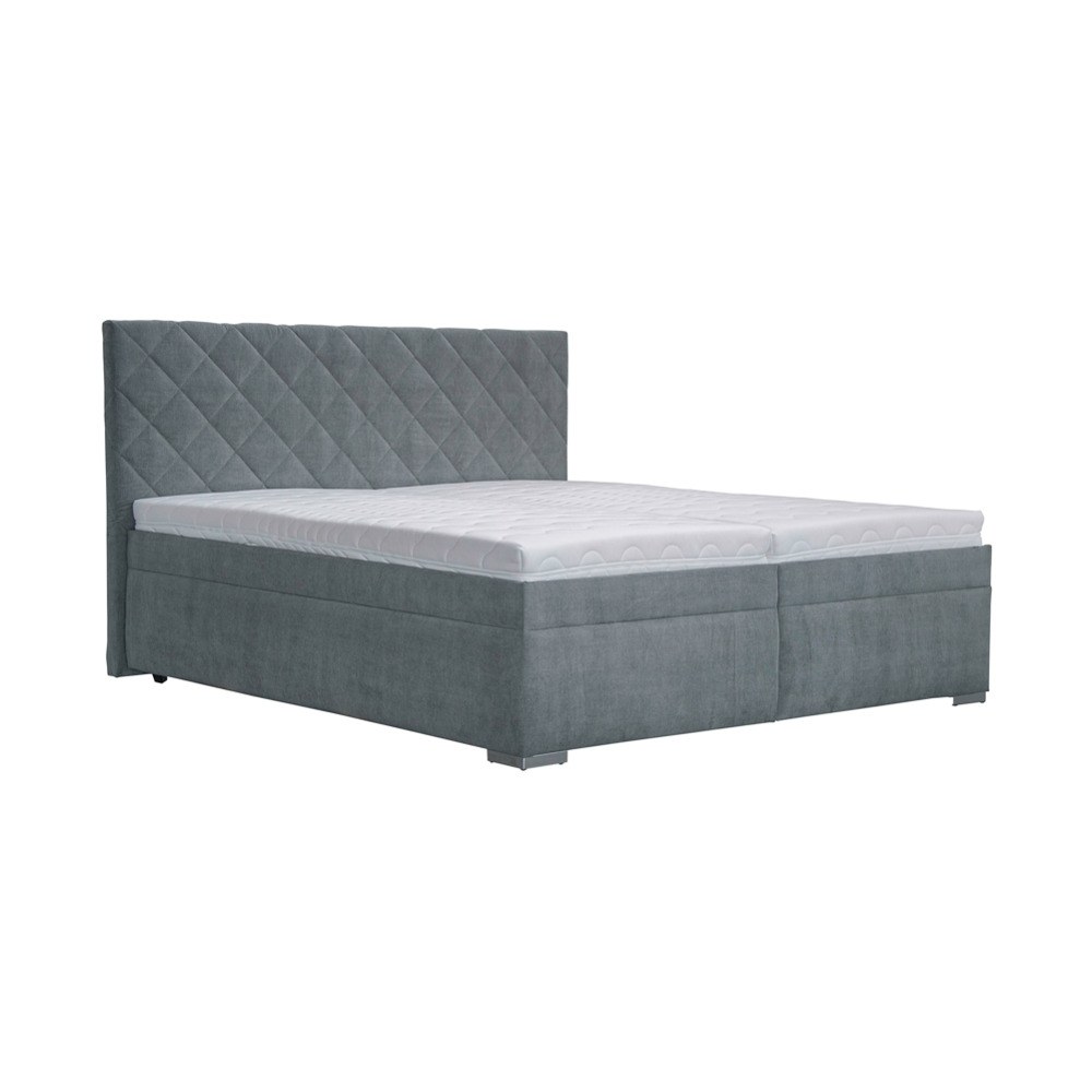 Dvoumístná čalouněná postel KLARA se vyznačuje elegantním vzhledem a velkým komfortem. Textilní potah rámu a záhlaví se snadno udržuje