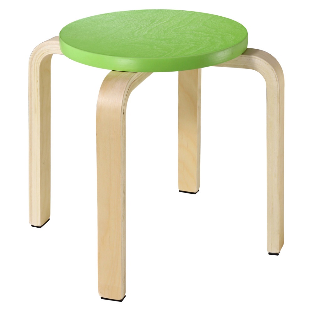 Doplněk do dětského pokoje - dřevěná taburetka v přírodní barvě se sedátkem v zářivě zelené barvě je praktickým a flexibilním sedákem do vaší domácnosti. Praktická