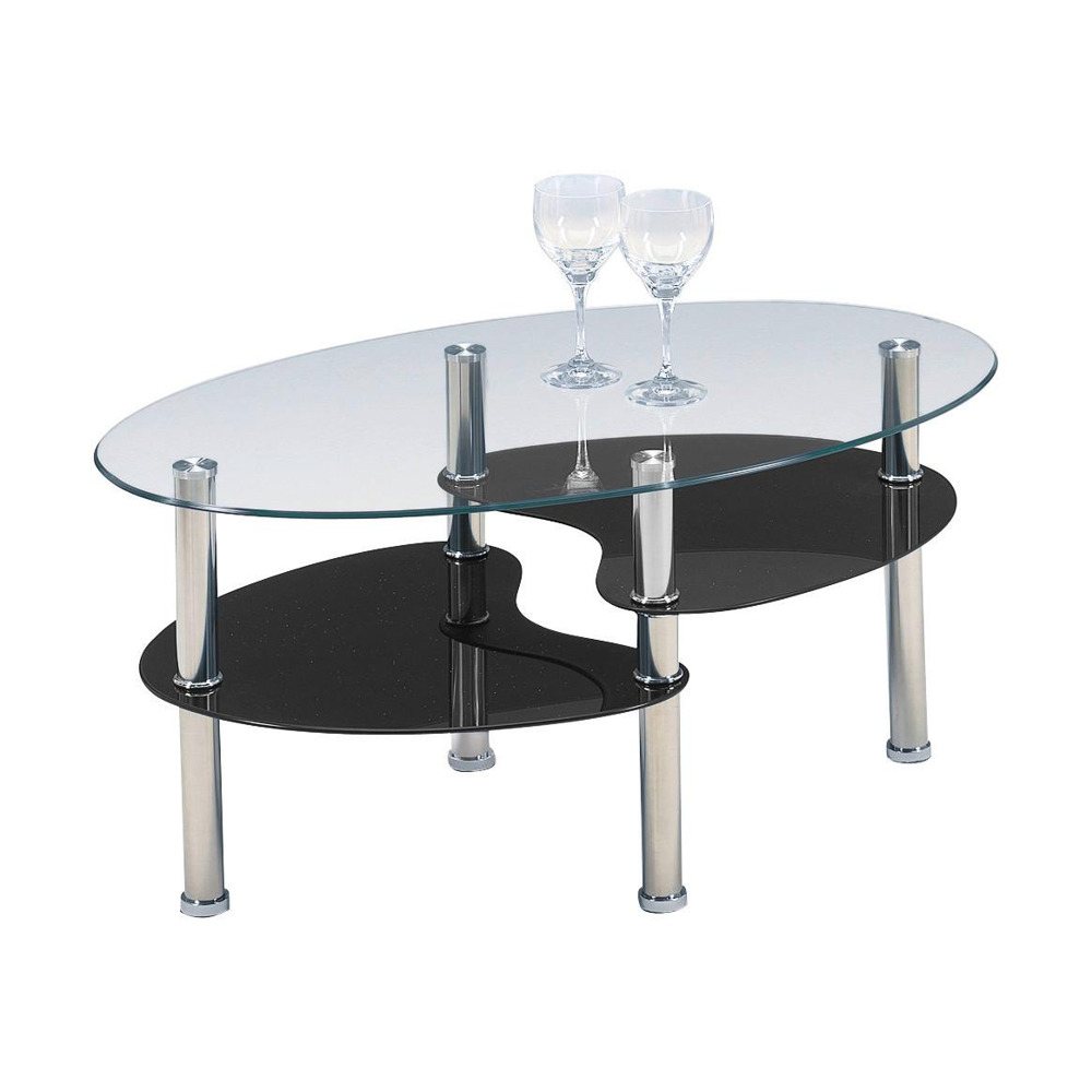 Elegantní design bez rohů a hran. Tento konferenční stolek je s oválnou vrchní deskou vyrobenou z bezpečnostního skla