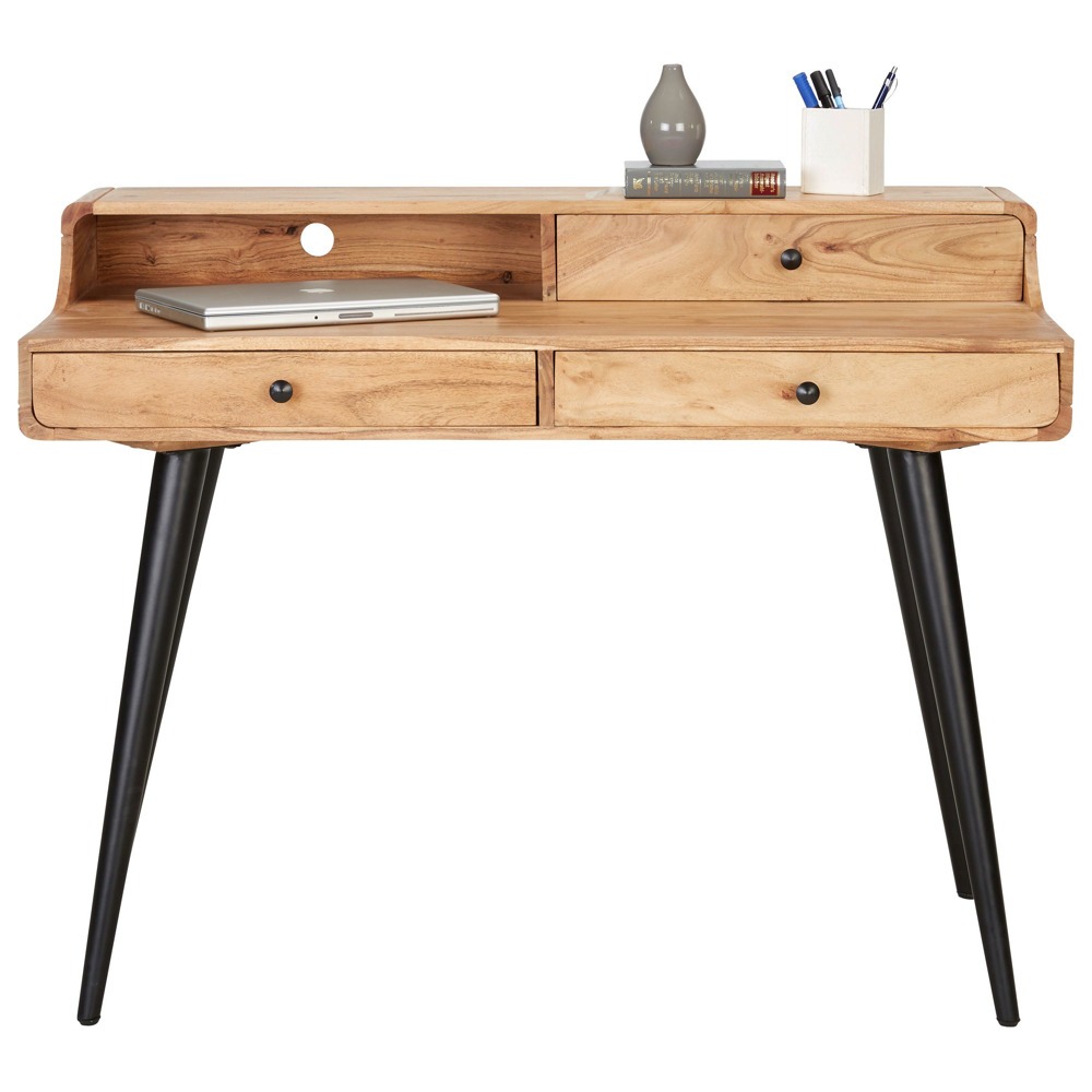 Tento pěkný psací stůl z akáciového dřeva zaujme atraktivním vzhledem a je extravagantním poutačem pro váš domov.Velký psací stůl o rozměrech cca 115 x 90 x 60 cm (Š
