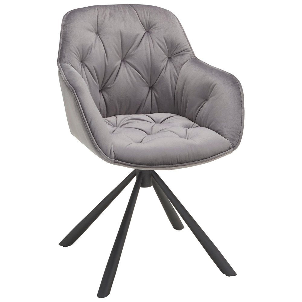 Křeslo EILEEN v šedé barvě je elegantní poutač a komfortní  sedadlo pro jakýkoliv interiér. Křeslo o rozměrech cca 68 x 86 x 64 cm (Š x V x H) s práškově lakovaným