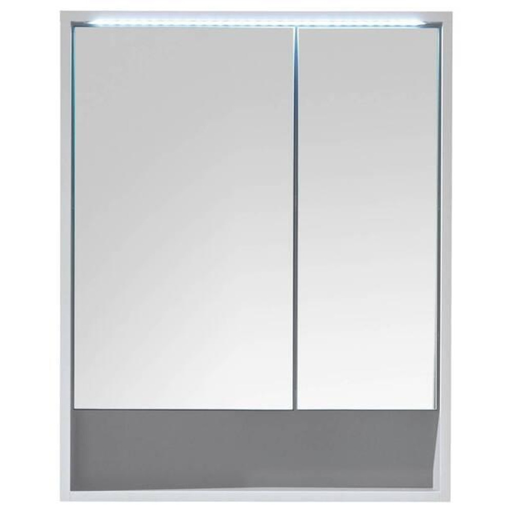 Tato zrcadlová skříňka MID.YOU o rozměrech cca 60 x 75 x 20 cm (š x v x h) v bílé barvě doslova rozzáří vaši koupelnu! Tento kus nábytku je dodáván s LED osvětlením. To znamená